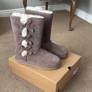Koolaburra Brown Suede Winter Boots with Fur Detail